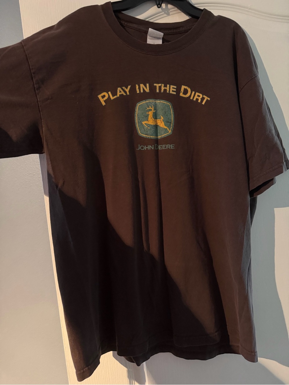 John Deere Brown Crewneck Tee with Subtle Logo Accent